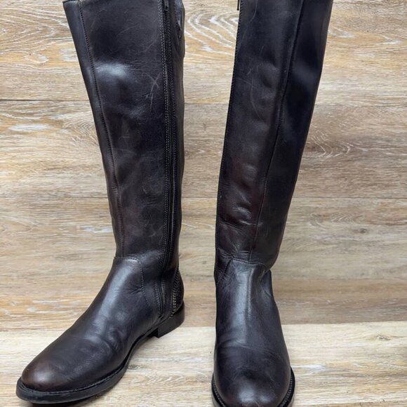 Arturo Chiang Brown Leather Knee High Boots Women's Size 6.5 - Picture 1 of 11